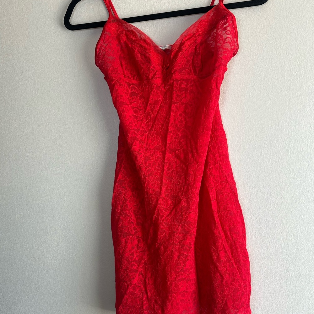 Victoria's Secret Red Lace Slip Dress